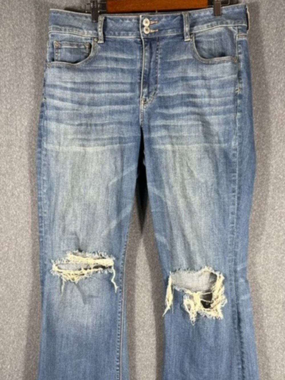 American Eagle Hi Rise Artist Flare Womens Sz 16 Long Blue Denim Medium Wash